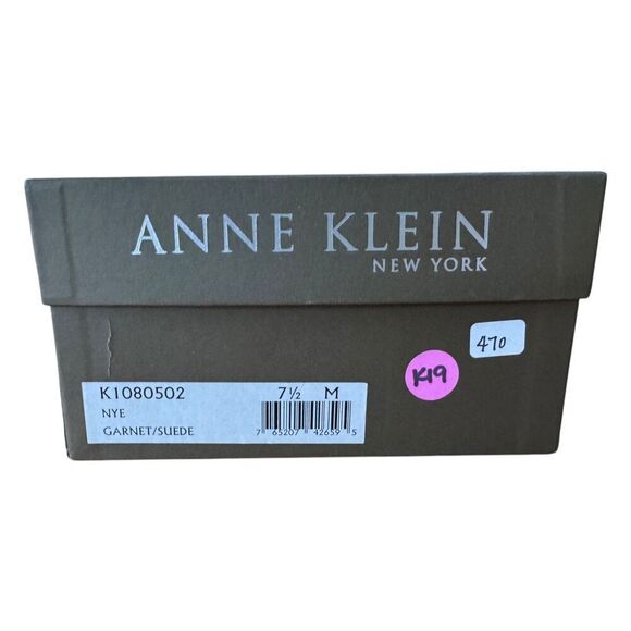 Anne Klein Garnet/Suede Gold Evening Peep Toe Pumps Women's Size 7.5M - Picture 9 of 9